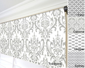 Gray Window Valance.Damask Valance.Gray Kitchen Valance.Crests Valance.Modern Gray Valance.Custom Valances.Gray Moroccan Valance