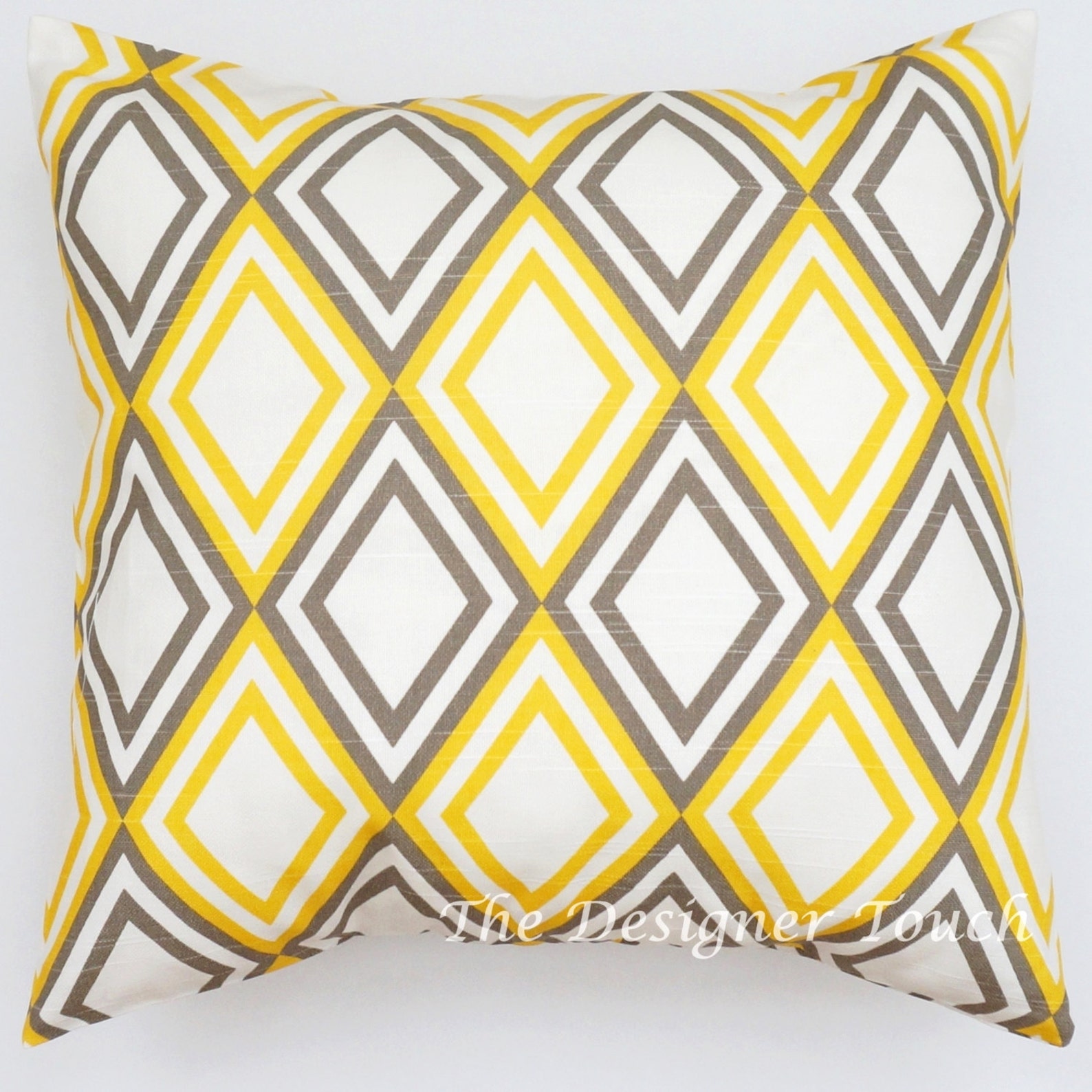 Yellow Grey Pillow Cover Yellow Pillow Geometric Chevron Etsy