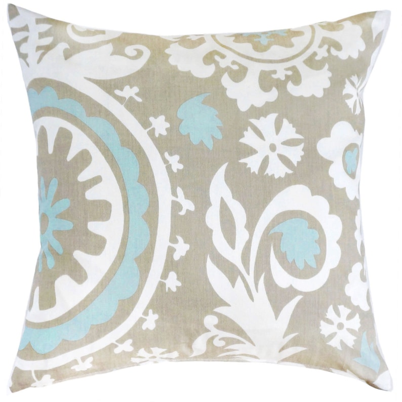 Light Blue Pillow Cover.Taupe Throw Pillows.Damask Etsy