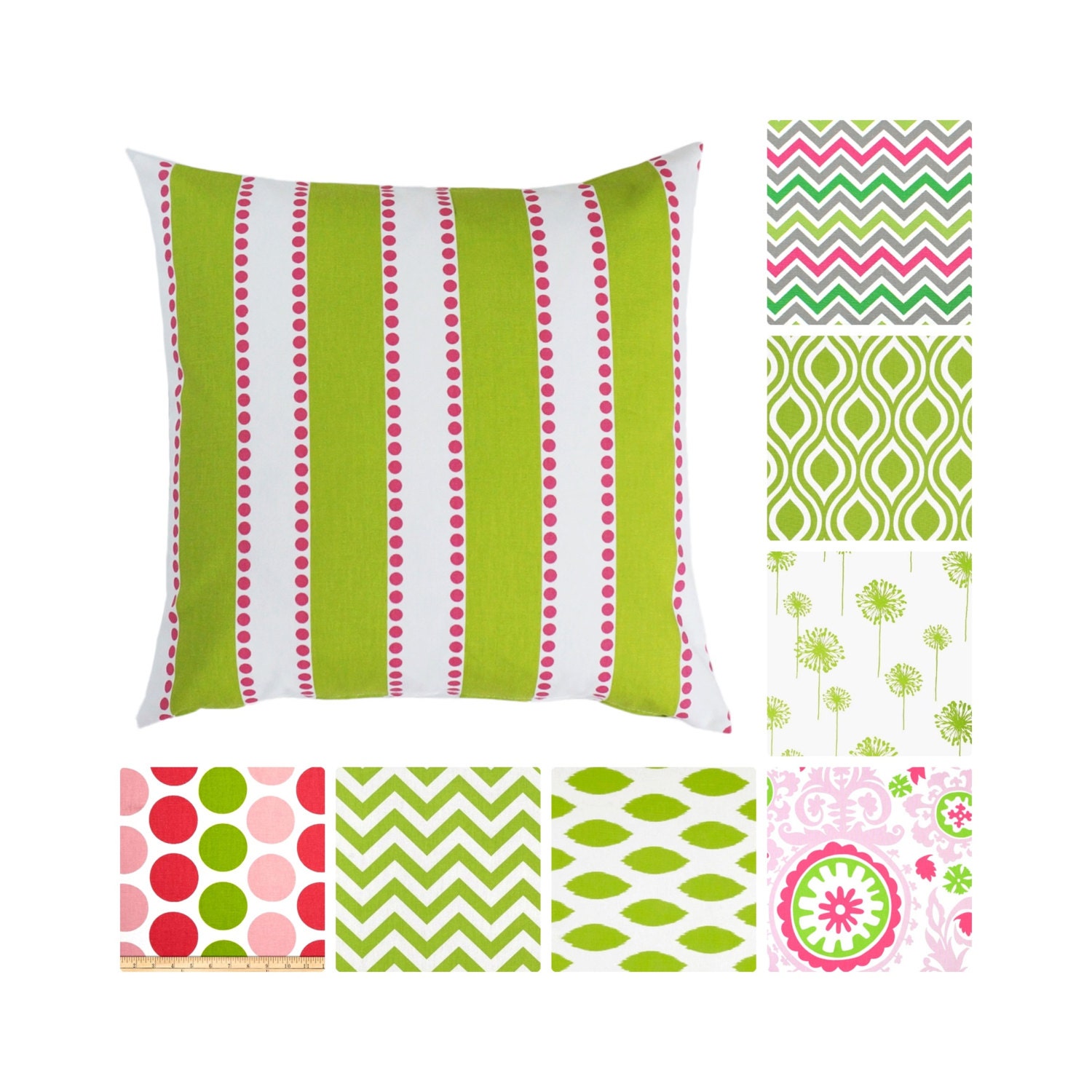 Green Pillow Covers Green Toss Pillows Pink Throw Etsy