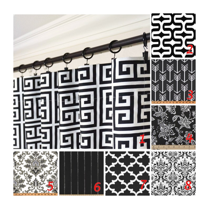 Window Curtains Black White Greek Key Curtain Image 0