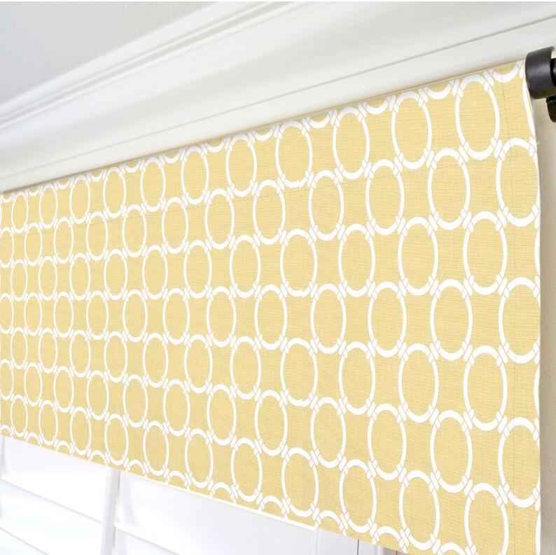 Yellow Gray Window Valance.mustard Yellow Valance.grey Yellow Etsy