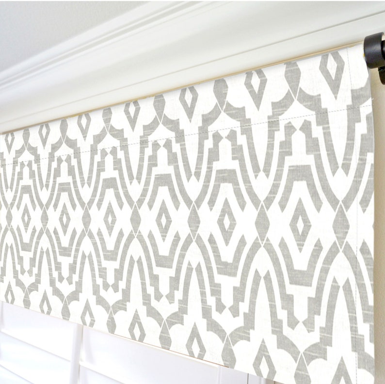 French Grey Window Valance.grey Kitchen Valance Etsy