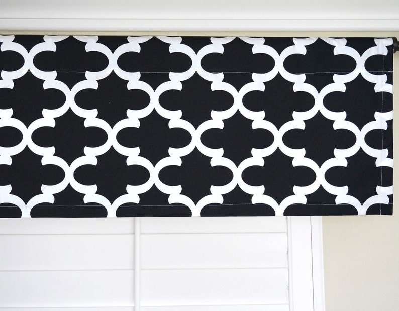 Black and White Curtain Valance.black Damask Valance.moroccan Etsy