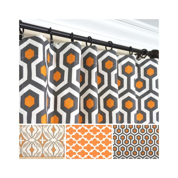orange and gray shower curtain