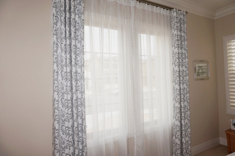 Pink Grey Curtains.light Pink Window Curtains.kitchen Etsy