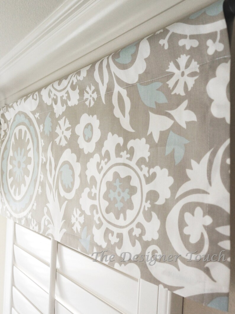 Light Blue Window Valance.taupe Valance.powder Blue Window Etsy