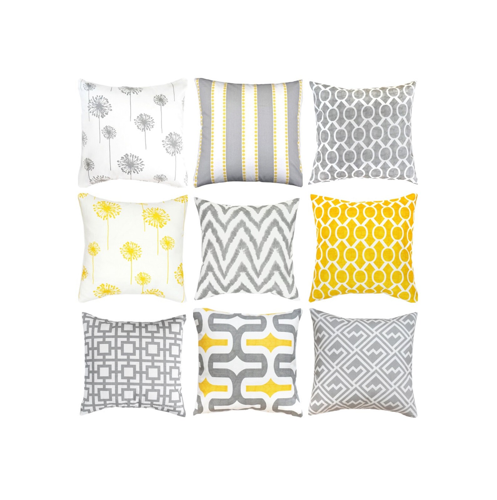 Gray Yellow Pillows.grey Pillow Cover.yellow Gray Pillows.grey Etsy