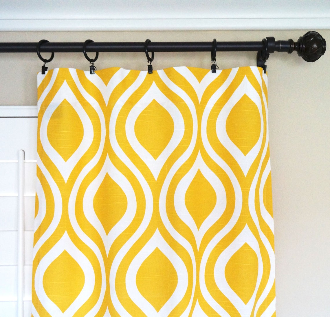Yellow Window Curtains.damask Drapes.kitchen Curtains.scrolls Etsy
