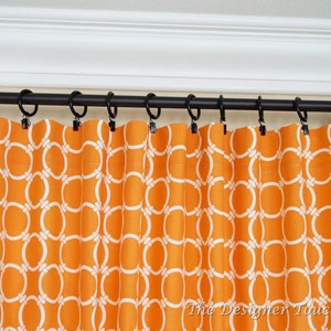 Orange Curtain Panels Orange Taupe Curtains 63 84 96 108 Any Size Quartrefoil Curtains Moroccan Drapes Damask Curtains image 4