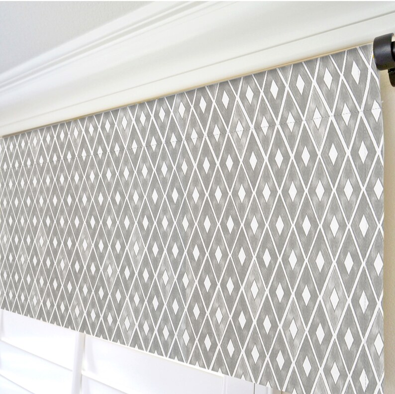 Gray Window Valance.Damask Valance Curtain.Gray White Kitchen Etsy