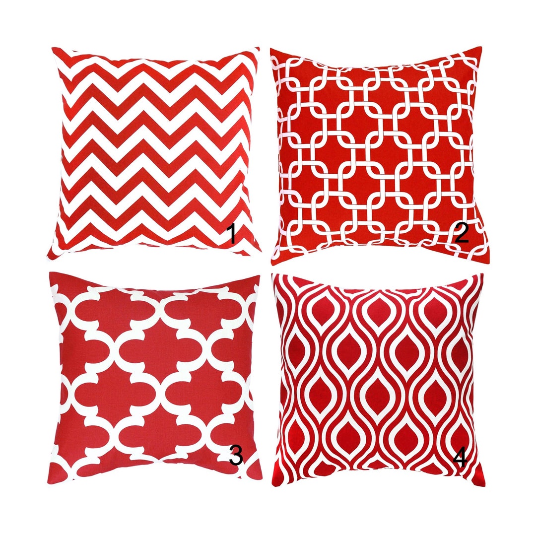 Red White Pillow Cover.Red Throw Pillow. Morrocan Pillow.Lumbar.Euro Sham.Red Decorative Pillow