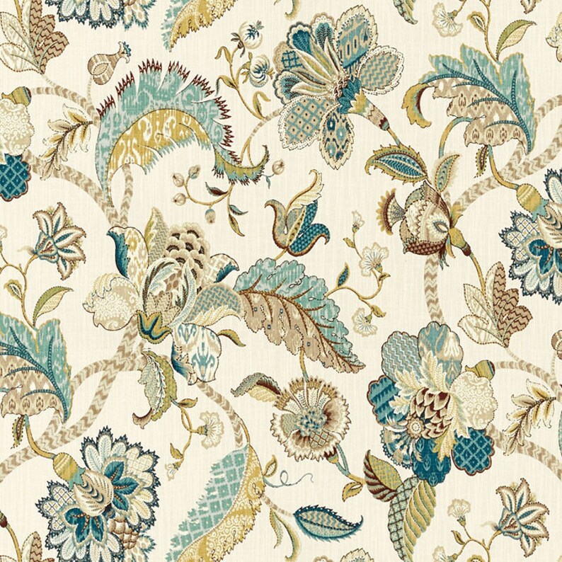 Jacobean Window Curtains.Finders Keepers Curtains.Blue Floral Curtains.Green Curtains.Red Curtain Panels. Orange Curtain.Kitchen Curtains image 3