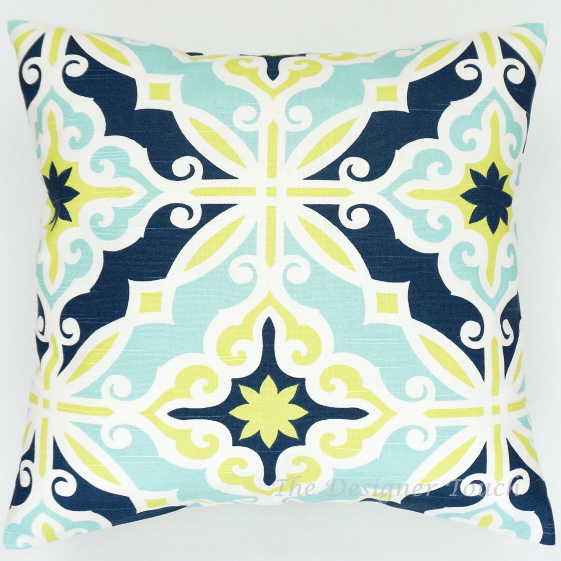 Blue Green Pillow Cover.lime Green Navy Pillow.blue Grey Etsy