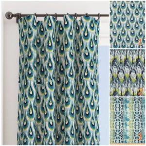 Navy Blue Curtains. Lime Green Window Curtains. Blue Green Gray Drapes. Kiwi Green Curtain Panel. Aqua Drapes. Blackout Curtain