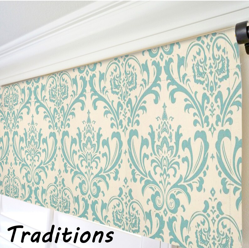 Light Blue Window Valance.blue Grey Valance.damask Etsy