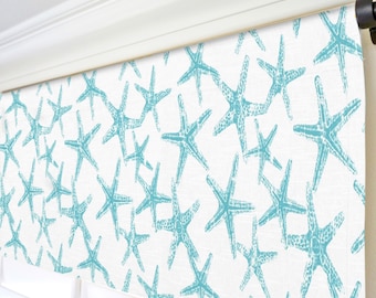 Cantonnière Starfish Beach Cottage. Décoration de chalet en bord de mer. Parure de fenêtre sur le thème de la plage. Cantonnière de fenêtre de maison de vacances. Cantonnière sur mesure