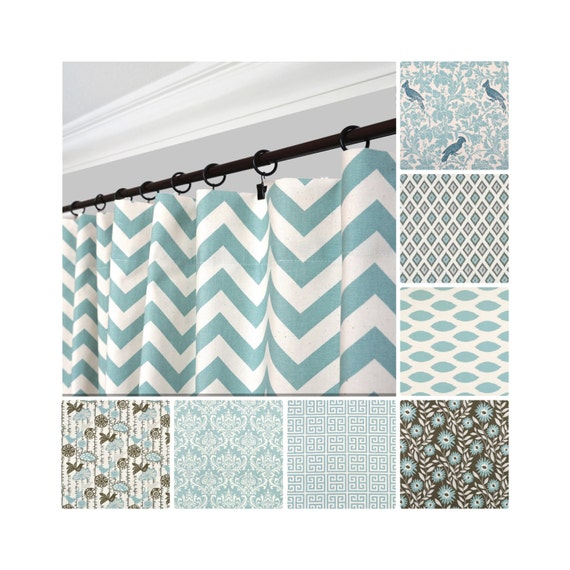 Light Blue Curtains Mineral Blue Window Curtain Light Blue Etsy