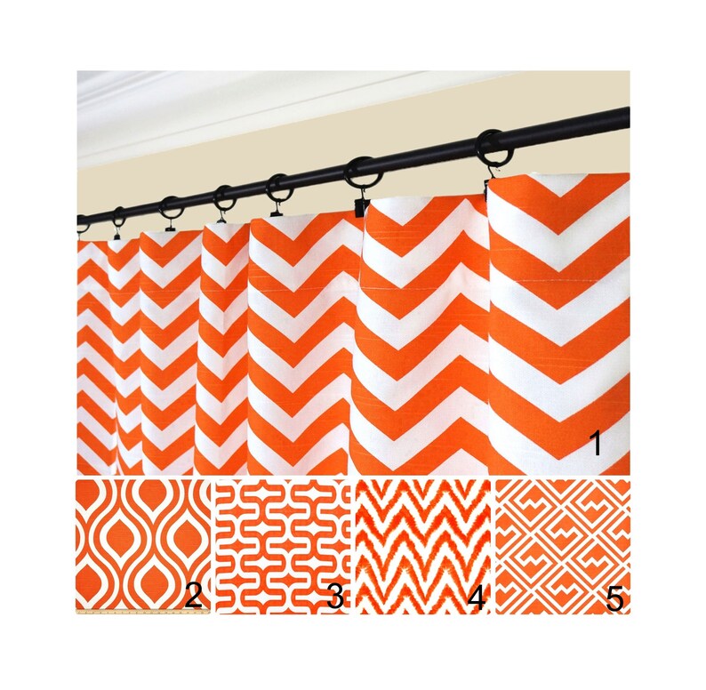 Bright Orange Curtains.window Curtains.red Orange Kitchen Etsy