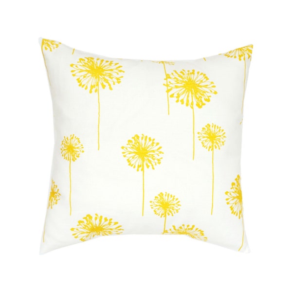 Yellow White Floral Dandelions Throw Pillow Toss Pillow Lumbar Euro Sham Cushion Cover 18"x18" Custom Size-Kids Nursery Pillow