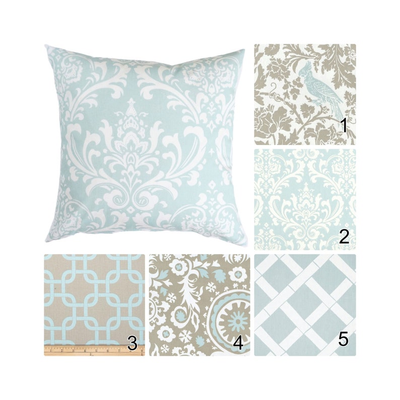 Light Blue Pillow Cover.taupe Throw Pillows.damask Etsy