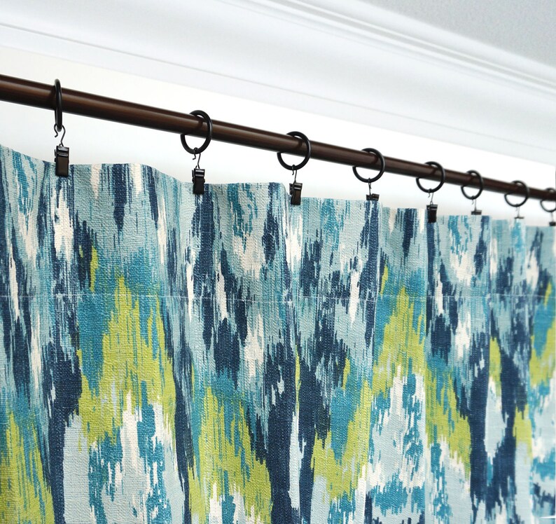 Navy Blue Curtains.lime Green Window Curtains.blue Green Etsy