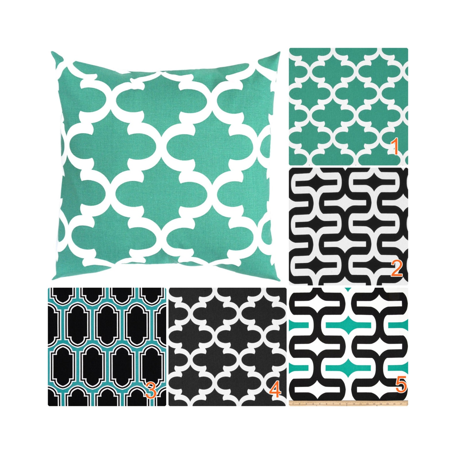 Jade Green Pillow Cover.black Toss Pillows.black White Pillow Etsy