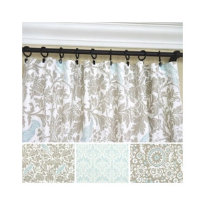 Taupe Window Curtains.Powder Blue Curtains.Damask Drapers.Baby Blue Curtains.Kitchen Curtains.Suzani Curtain.63" 84" 96"...120"