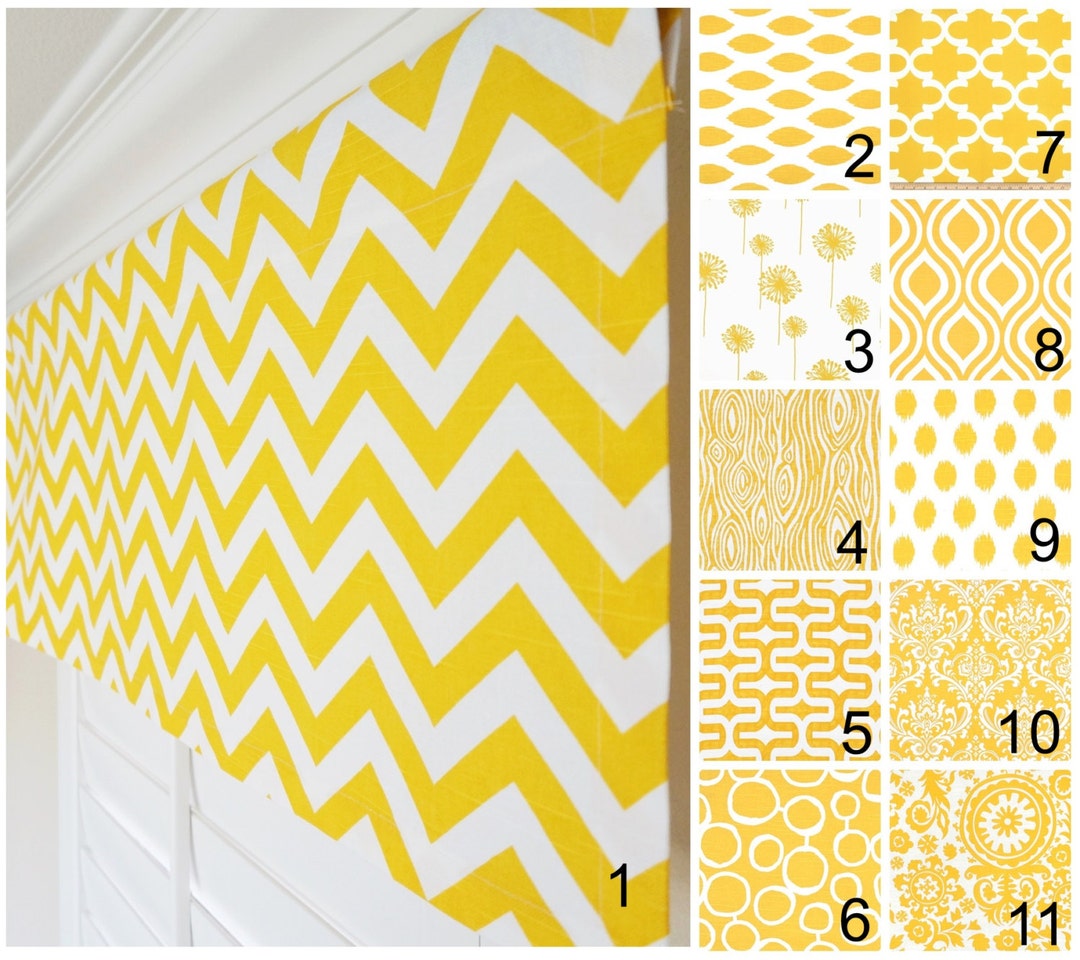Yellow Window Valance.yellow White Valance Curtains.yellow - Etsy