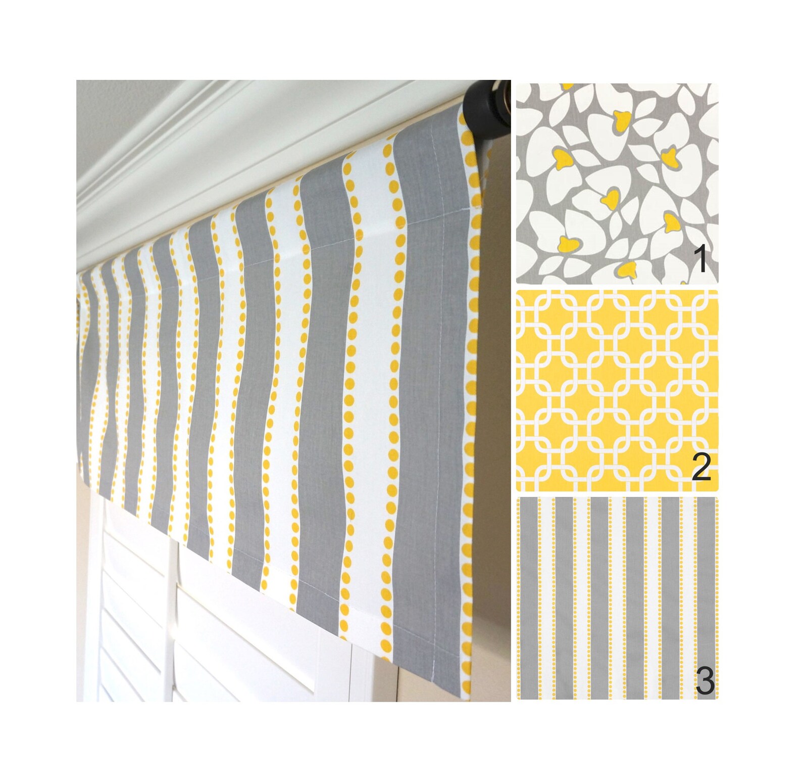 Yellow Gray Window Valance.grey Valance.yellow Valance.yellow Etsy