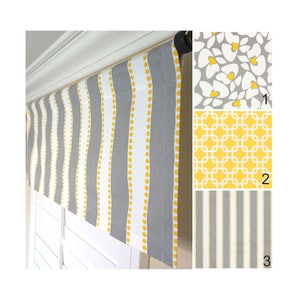 Yellow Gray Window Valance.Grey Valance.Yellow Valance.Yellow Gray Floral Valance.Kitchen Valance.Gray Window Treatment Valance