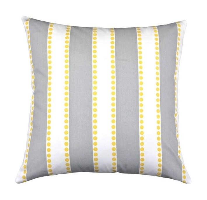 Yellow Throw Pillow Cover.Grey Toss Pillows.Yellow Grey Etsy