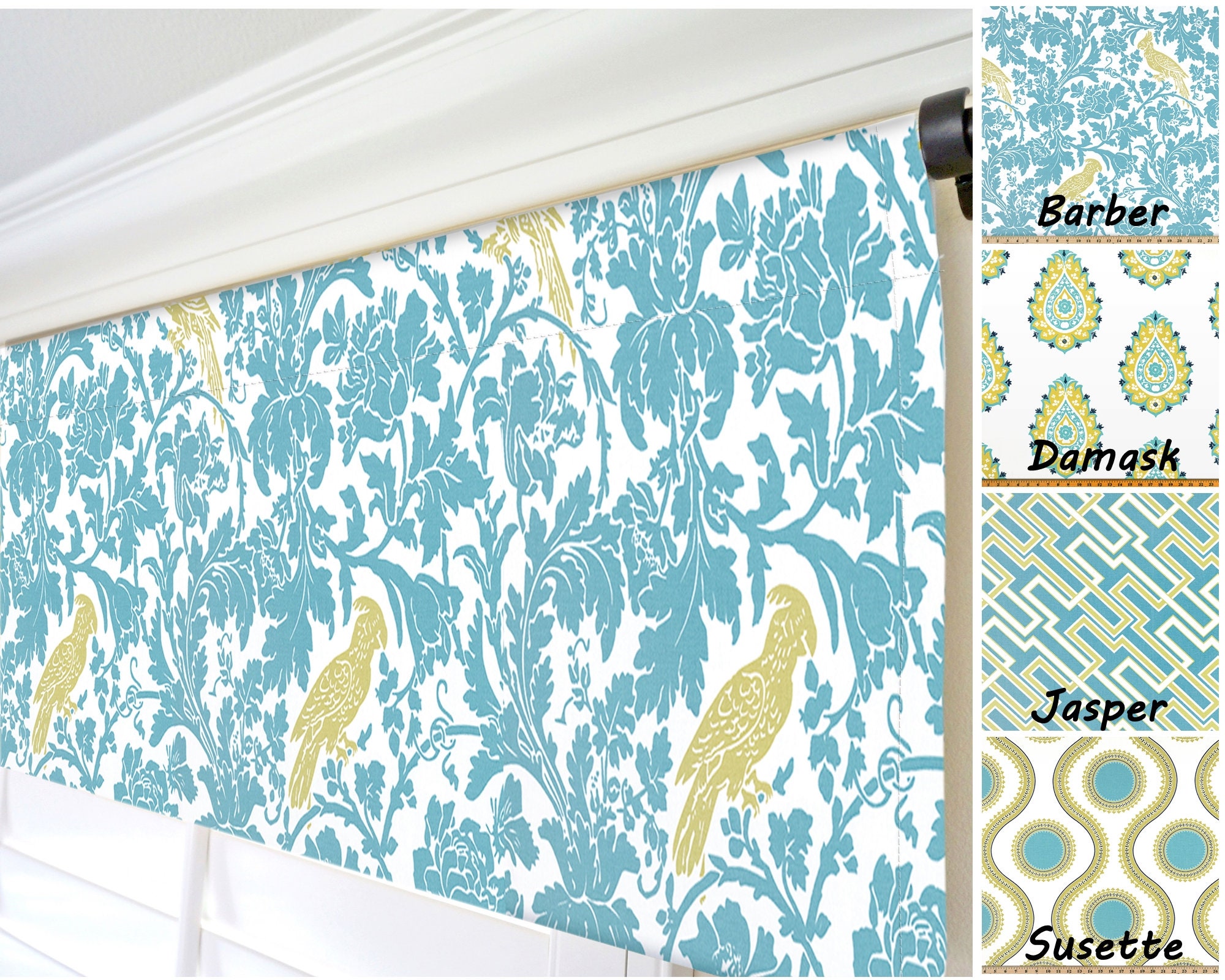 Aqua Blue Valances. Geometric Window Valance. Blue Yellow Etsy