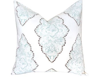 Mineral Blue Pillow Cover.Spa Green Blue Throw Pillows.Brown Geometric Pillows.Decorative Pillows.Toss Pillows.Accent Pillows
