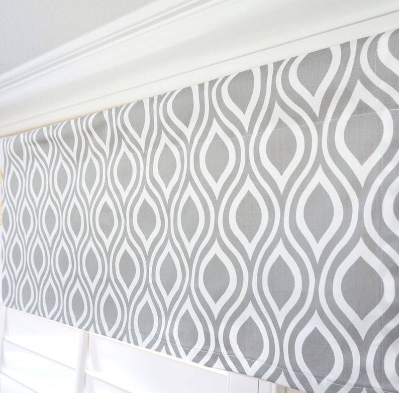 Grey White Valance Gray Window Treatment Grey Chevron Valance Etsy