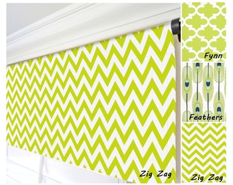 Green Kitchen Valance. Geometric Curtains. Moroccan Quartrefoil Valance. Kitchen Curtain. Peacock Feather Decor. Green Chevron Valance