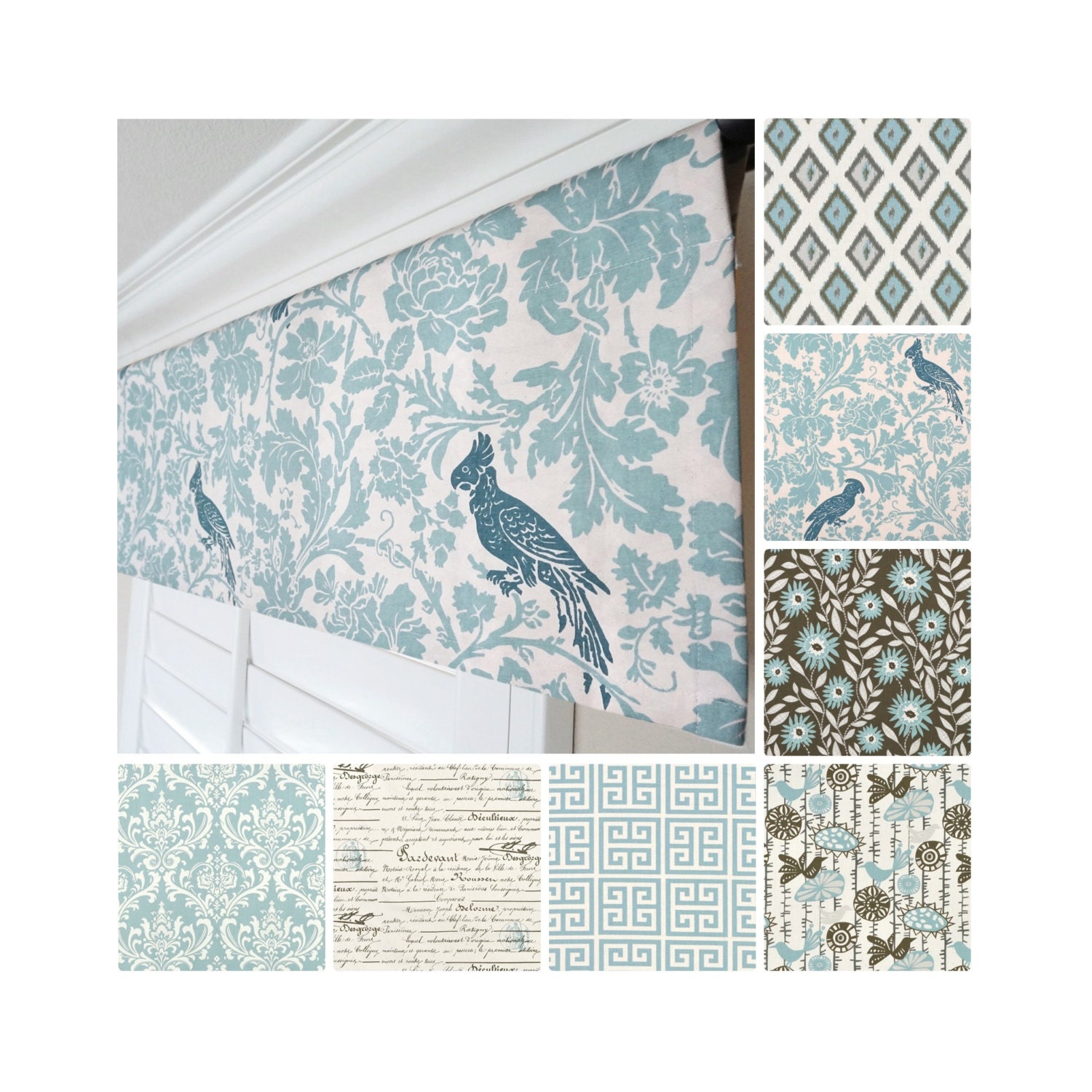 Light Blue Window Valance.Country Blue Valance.Blue Gray Etsy