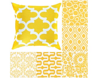 Yellow White Throw Pillow.Yellow Euro Sham.Damask Cushion Cover.Yellow Decorative Pillow.Yellow White Toss Pillow.Couch Pillows
