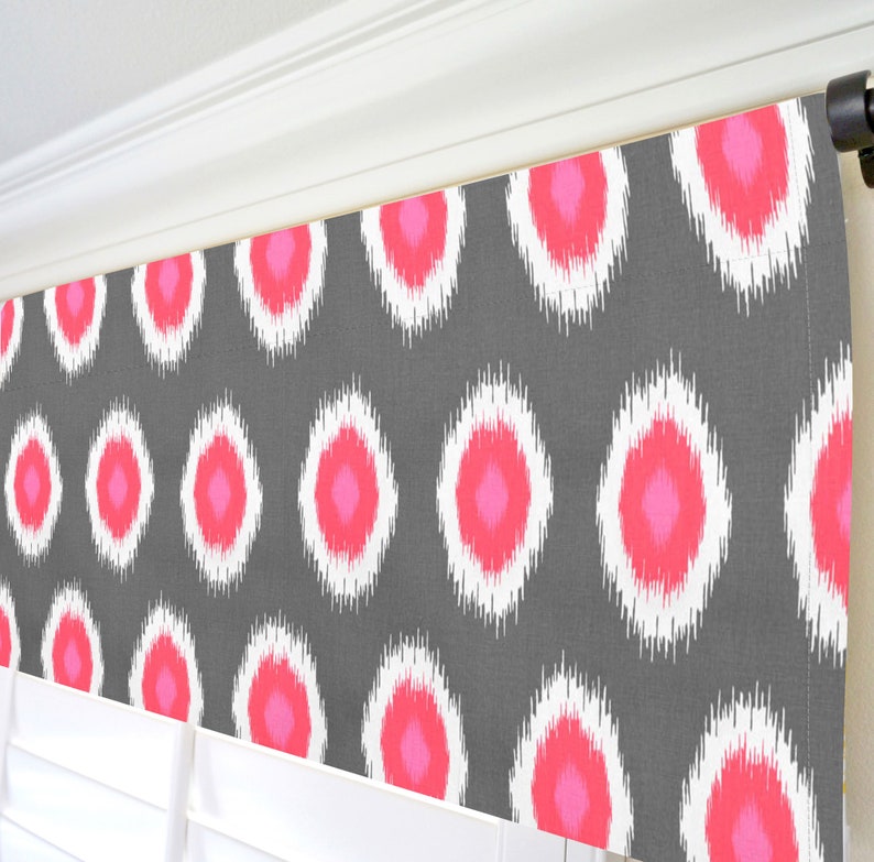 Hot Pink Window Valance.floral Valance Curtain.dark Gray Etsy UK