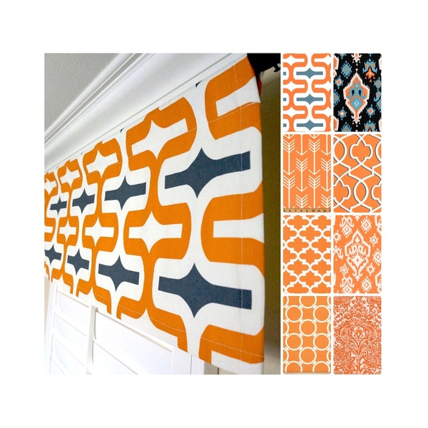 Orange Valance Curtain.Orange Black Curtain Valance.Grey Valance.Orange Kitchen Valance.Window Valance.Morrocan Curtain Valance