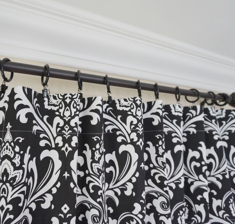 TWO Black and White Curtain Panels Geometric Chevron Moroccan Etsy