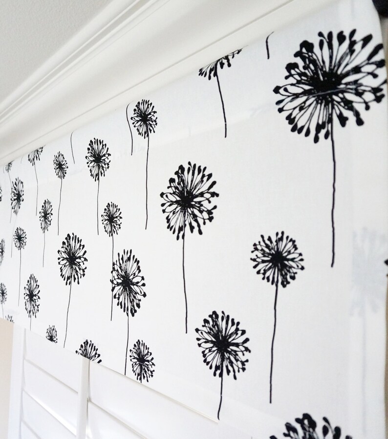 Black and White Window Valance.Kitchen Valance.Black Damask Etsy