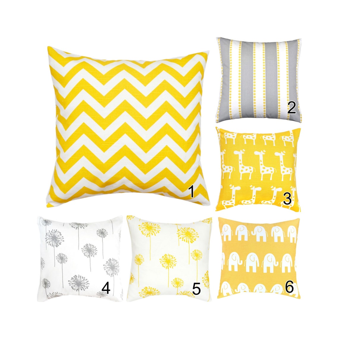 Yellow Throw Pillow Cover.Grey Toss Pillows.Yellow Grey Etsy