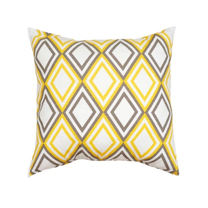 Yellow Grey Taupe Throw Pillow Lumbar Euro Sham Pillow Cover Etsy