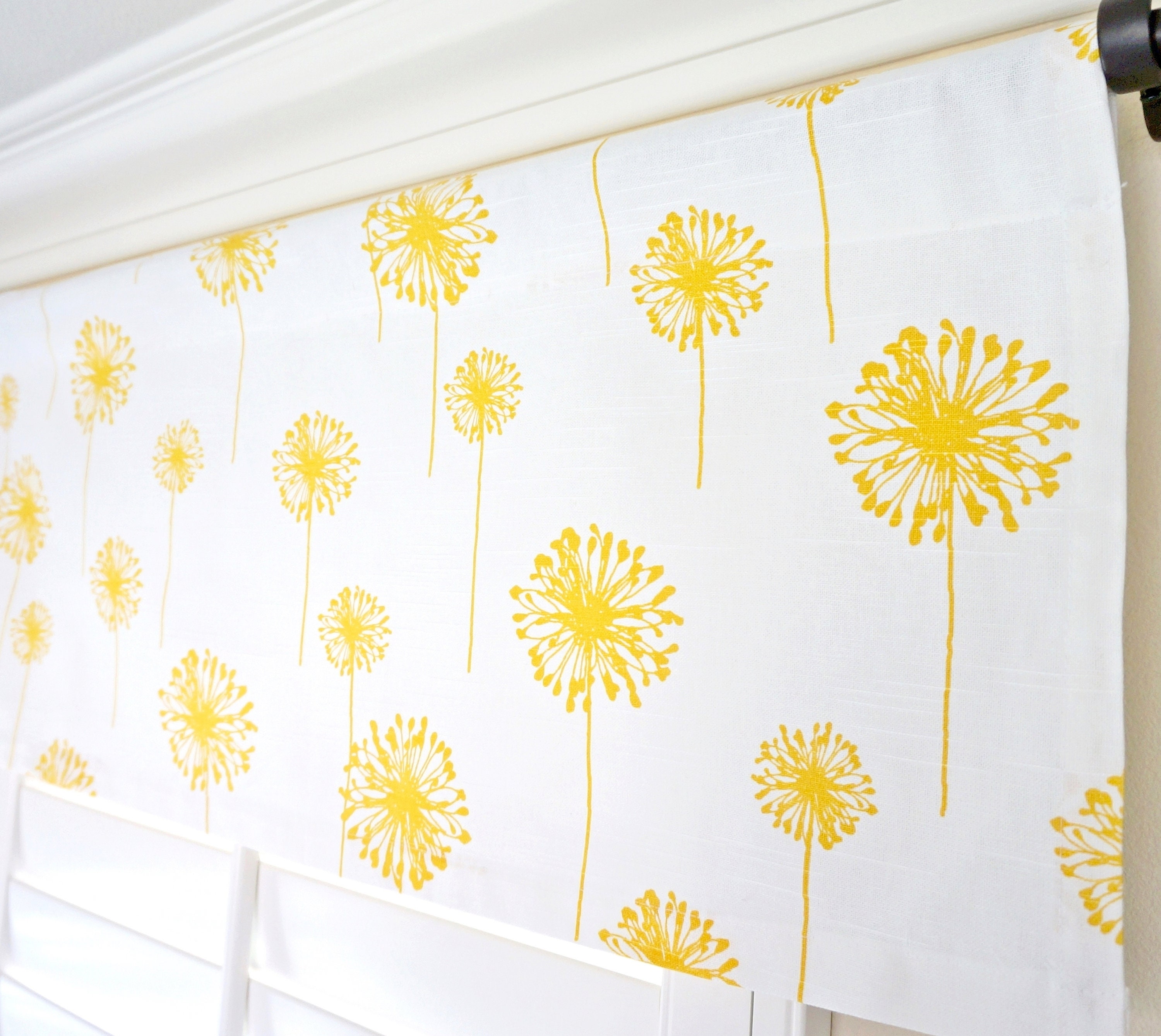 Yellow Window Valance.Yellow White Valance Curtains.Yellow Etsy