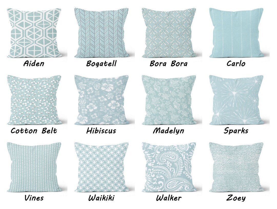 Light Blue Decorative Pillow Cover.spa Blue Toss Pillow.aqua Floral