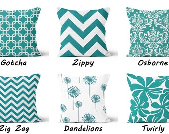 Turquoise Pillow Covers. Turquoise Decorative Pillows. Throw Pillows. Toss Pillows. Turquoise Damask Pillows. Accent Pillows. Sofa Pillows