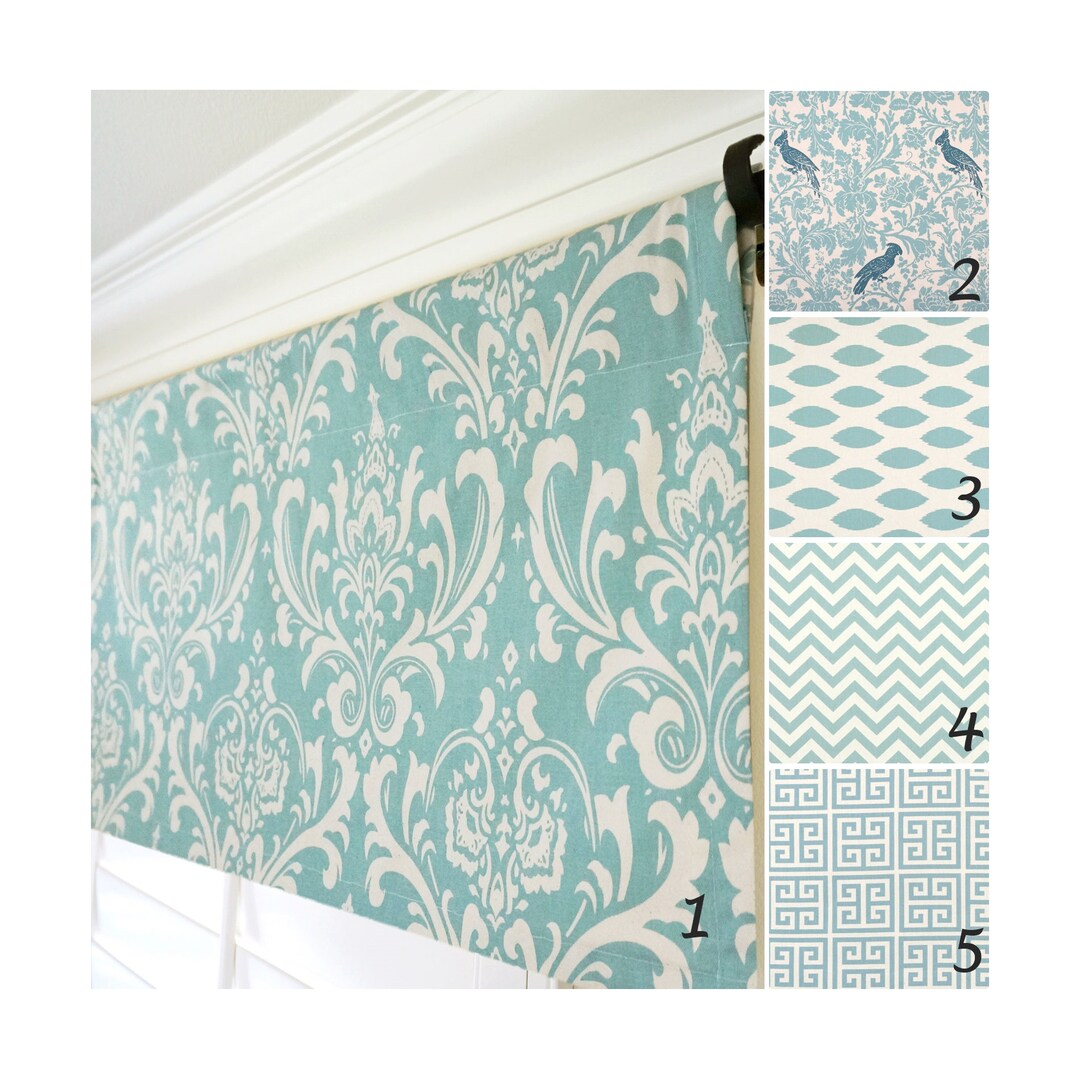 Light Blue Window Valance.blue Bird Valance.damask Valance.mineral Blue
