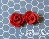 Red Rose Polymer Clay Earrings