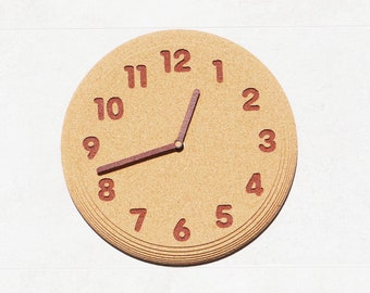Wall clock, natural cork clock, birthday gift, home decor, design clock, gift for him, wall decor
